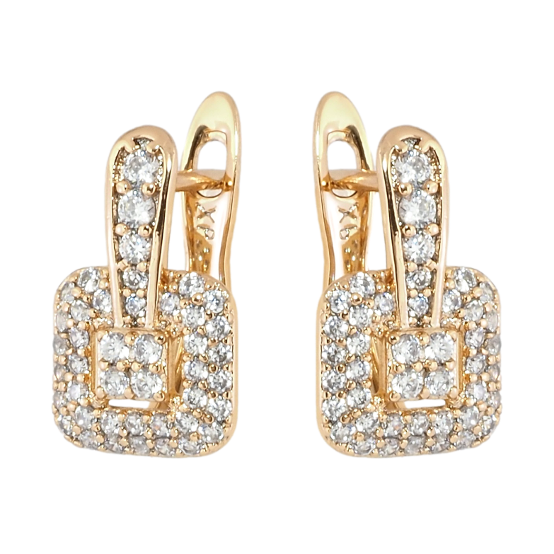 Серьги Xuping Позолота 18K английский замок Инкрустация цирконием фото №1 Серьги Xuping Позолота 18K английский замок Инкрустация цирконием фото №1