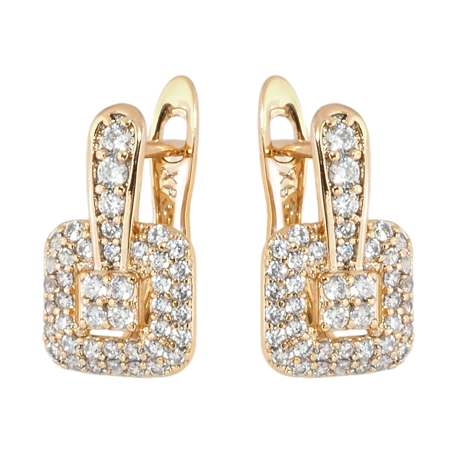 Серьги Xuping Позолота 18K английский замок Инкрустация цирконием фото №1 Серьги Xuping Позолота 18K английский замок Инкрустация цирконием фото №1