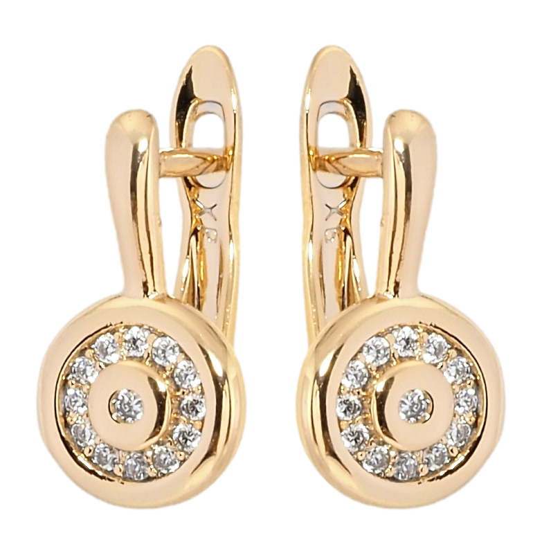 Сережки Xuping Позолота 18K англійський замок Кола з цирконієм фото №1 Сережки Xuping Позолота 18K англійський замок Кола з цирконієм фото №1