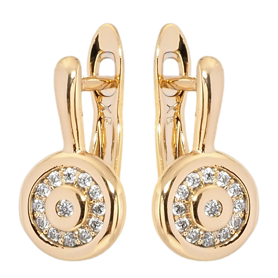 Серьги Xuping Позолота 18K английский замок Круги с цирконием фото №1 Серьги Xuping Позолота 18K английский замок Круги с цирконием фото №1