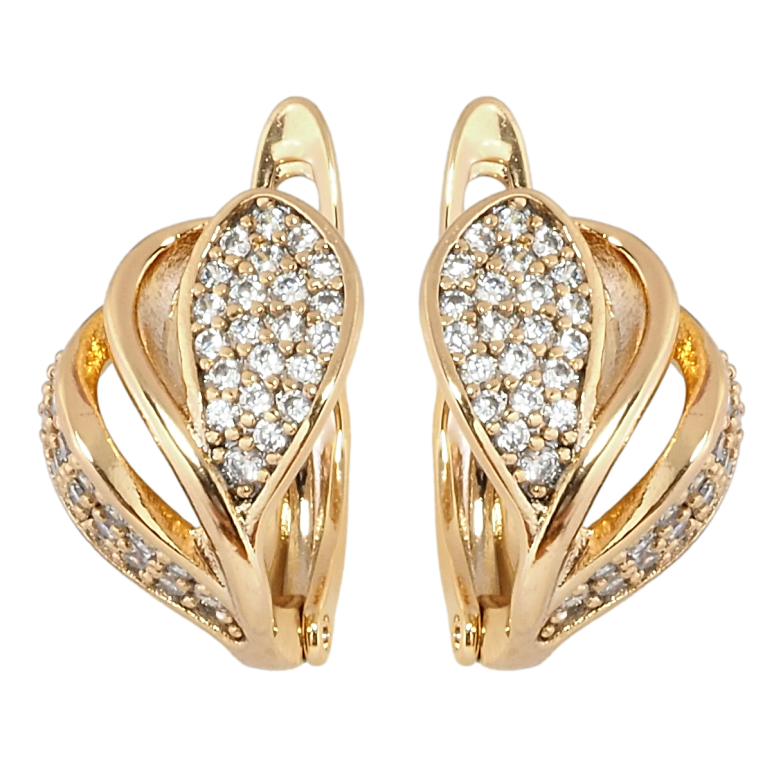Сережки Xuping Позолота 18K англійський замок Візерунок з інкрустацією цирконієм фото №5 Сережки Xuping Позолота 18K англійський замок Візерунок з інкрустацією цирконієм фото №5