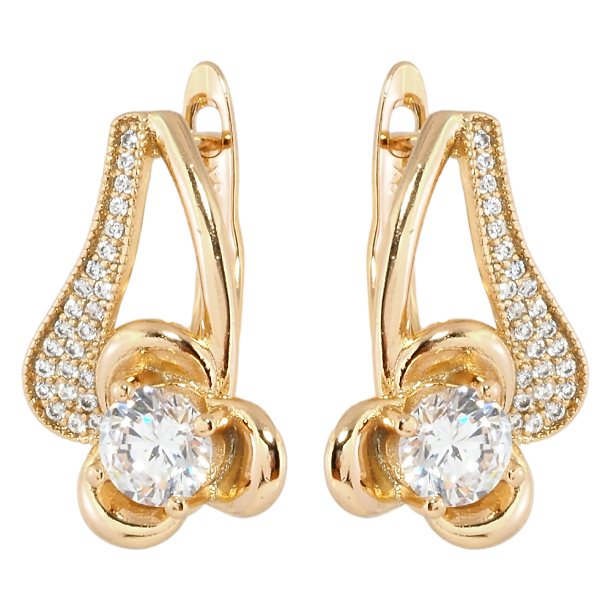 Сережки Xuping Позолота 18K англійський замок Квіточки з інкрустацією цирконієм фото №1 Сережки Xuping Позолота 18K англійський замок Квіточки з інкрустацією цирконієм фото №1
