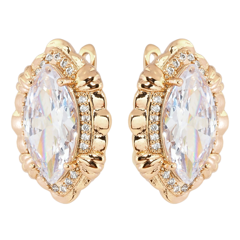 Серьги Xuping Позолота 18K английский замок Фианиты в декоративной оправе фото №4 Серьги Xuping Позолота 18K английский замок Фианиты в декоративной оправе фото №4