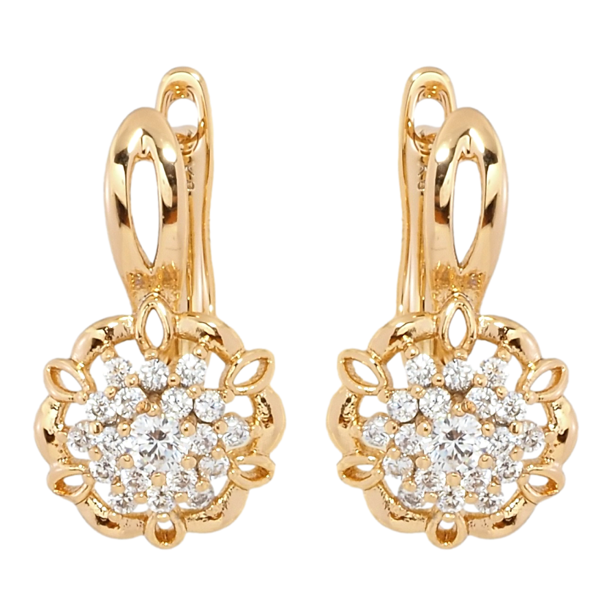 Серьги Xuping Позолота 18K английский замок Цветочки с цирконием фото №1 Серьги Xuping Позолота 18K английский замок Цветочки с цирконием фото №1