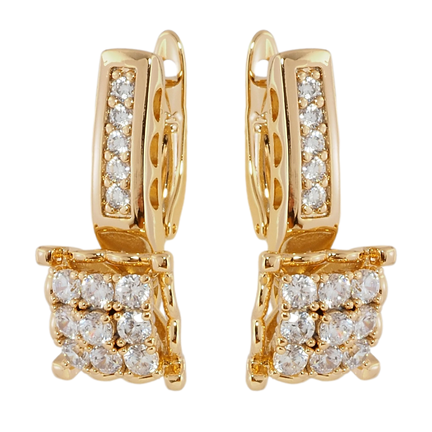 Сережки Xuping Позолота 18K англійський замок Інкрустація цирконієм фото №1 Сережки Xuping Позолота 18K англійський замок Інкрустація цирконієм фото №1
