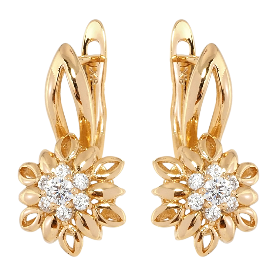 Серьги Xuping Позолота 18K английский замок Цветочки с цирконием фото №1 Серьги Xuping Позолота 18K английский замок Цветочки с цирконием фото №1
