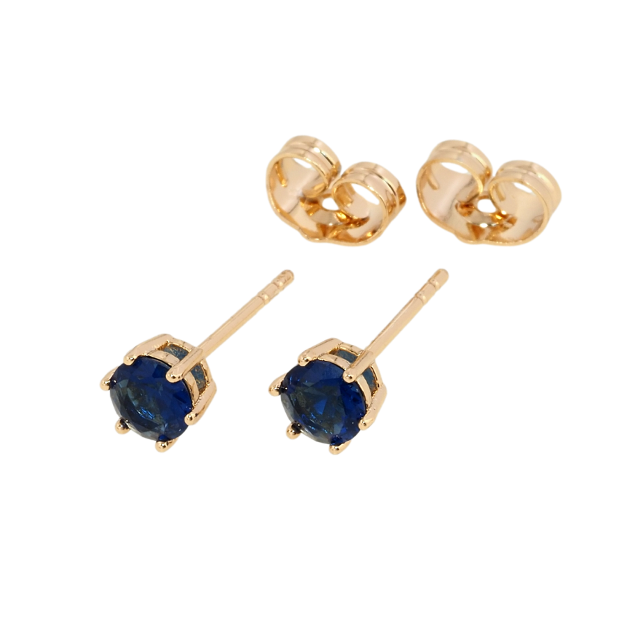 Серьги Xuping Позолота 18K пусеты Синий фианит в 6-ти крапановой оправе ø 5мм фото №1 Серьги Xuping Позолота 18K пусеты Синий фианит в 6-ти крапановой оправе ø 5мм фото №1