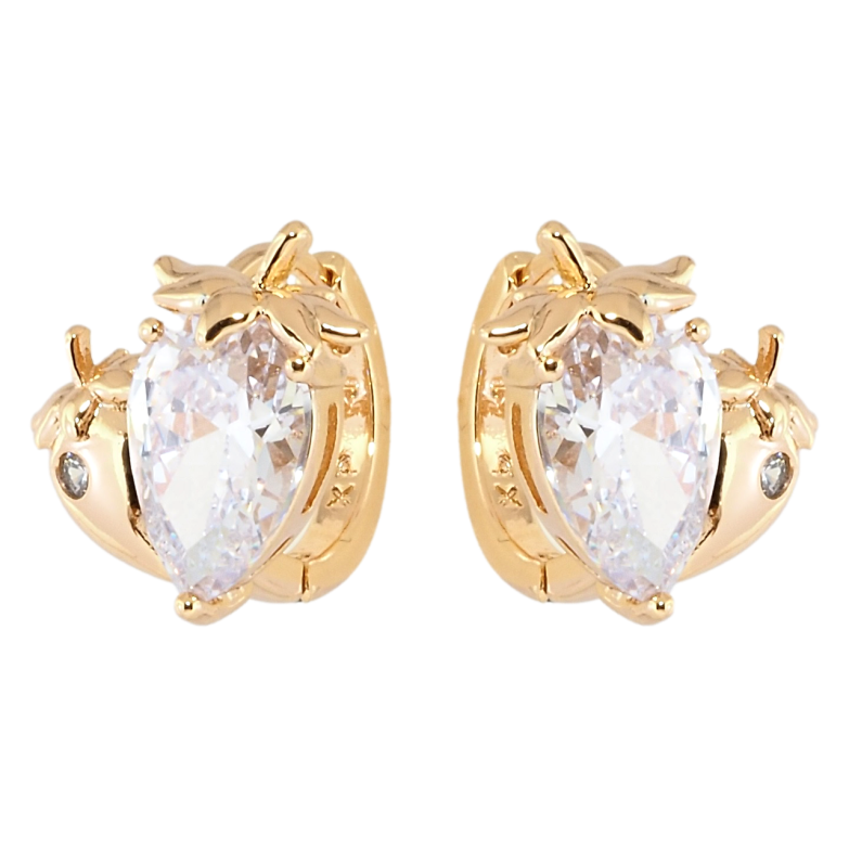 Сережки Xuping Позолота 18K колечка Кришталеві полунички фото №9