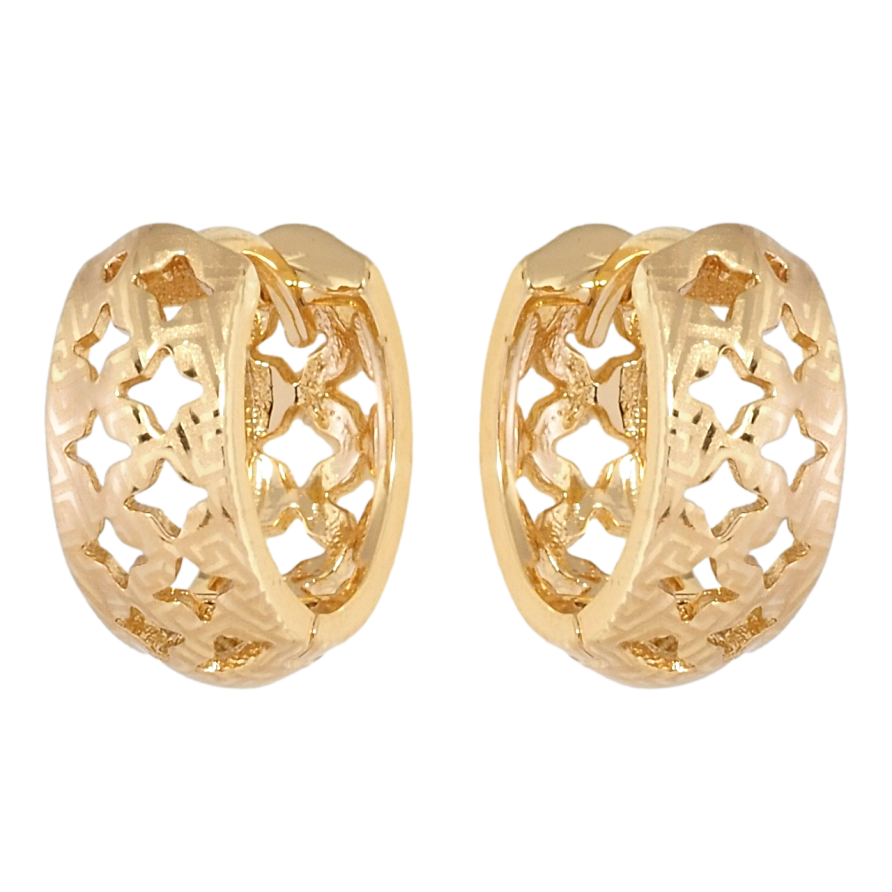 Серьги Xuping Позолота 18K колечки Орнамент ромбовые вырезы с напылением фото №1 Серьги Xuping Позолота 18K колечки Орнамент ромбовые вырезы с напылением фото №1