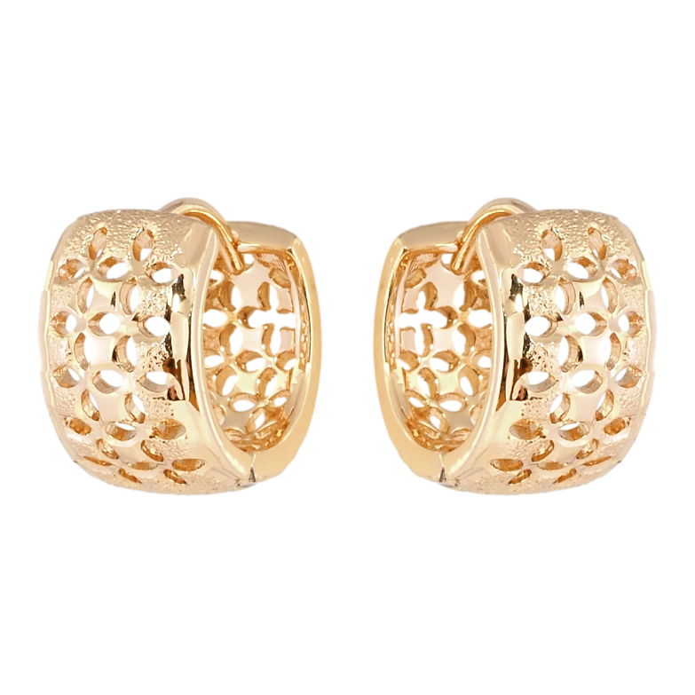 Серьги Xuping Позолота 18K колечки Широкие с резным цветочным узором фото №17 Серьги Xuping Позолота 18K колечки Широкие с резным цветочным узором фото №17