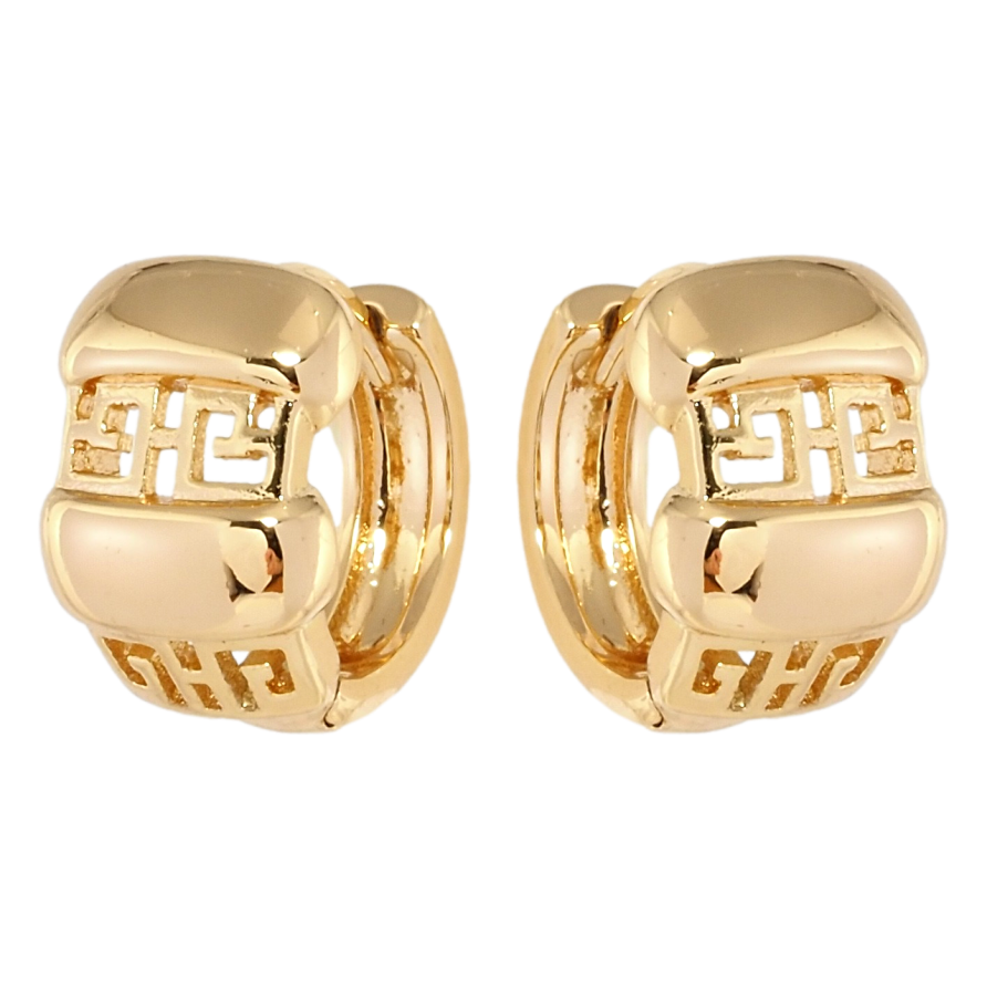 Серьги Xuping Позолота 18K колечки Комбинированный Узор с Вырезами Греческий Орнамент фото №1 Серьги Xuping Позолота 18K колечки Комбинированный Узор с Вырезами Греческий Орнамент фото №1