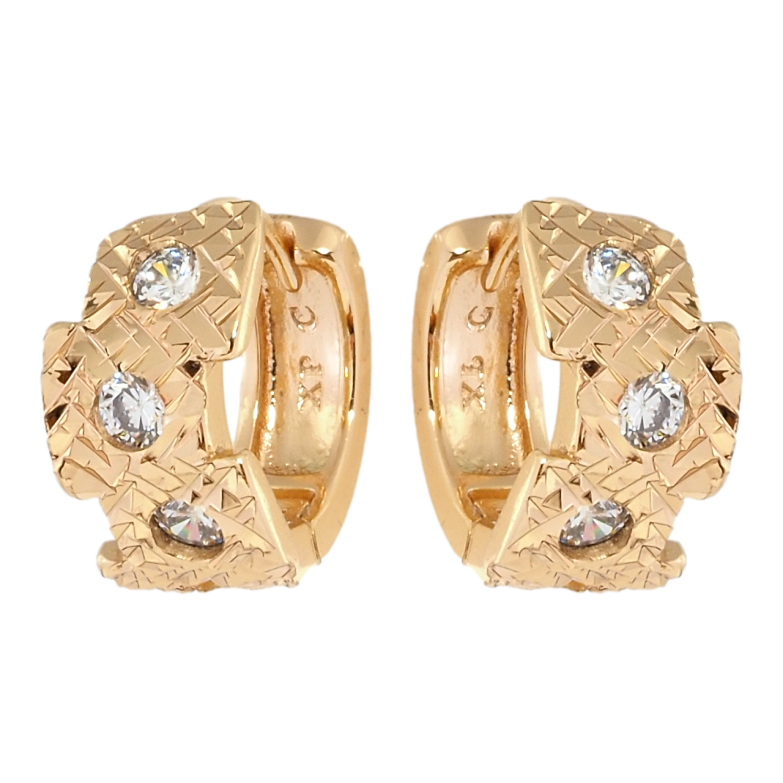 Серьги Xuping Позолота 18K колечки Авангардный орнамент с вставками циркония фото №9
