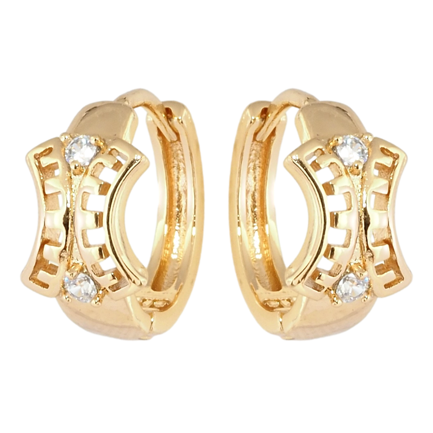 Сережки Xuping Позолота 18K колечка Вигадливий орнамент з цирконієм фото №1 Сережки Xuping Позолота 18K колечка Вигадливий орнамент з цирконієм фото №1