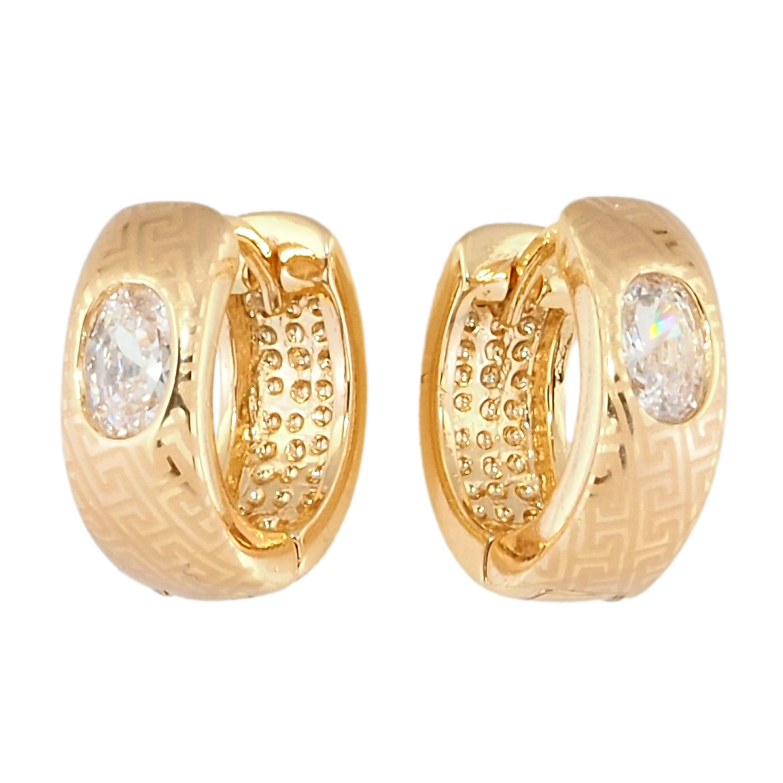 Серьги Xuping Позолота 18K колечки Вставка кристалл с меандровым орнаментом напылением фото №5