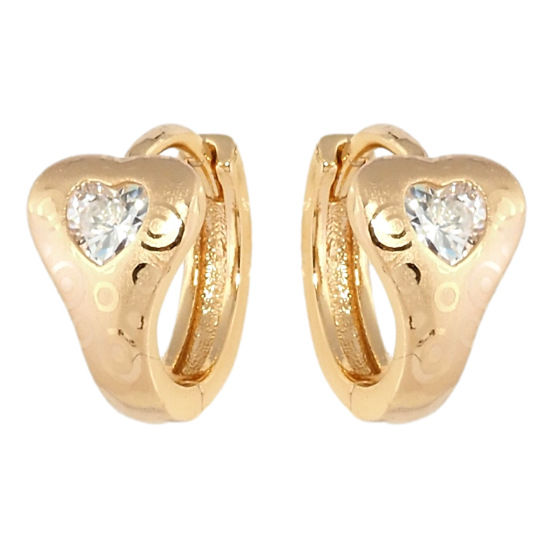 Сережки Xuping Позолота 18K колечка Сердечки з кристалами та візерунком напиленням фото №3