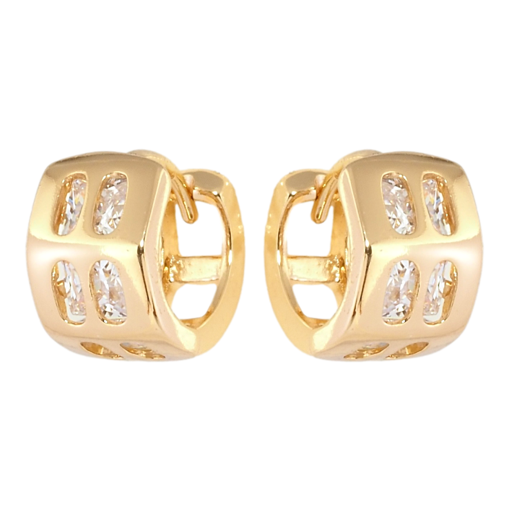 Сережки Xuping Позолота 18K колечка Широкі із вставками цирконію фото №4