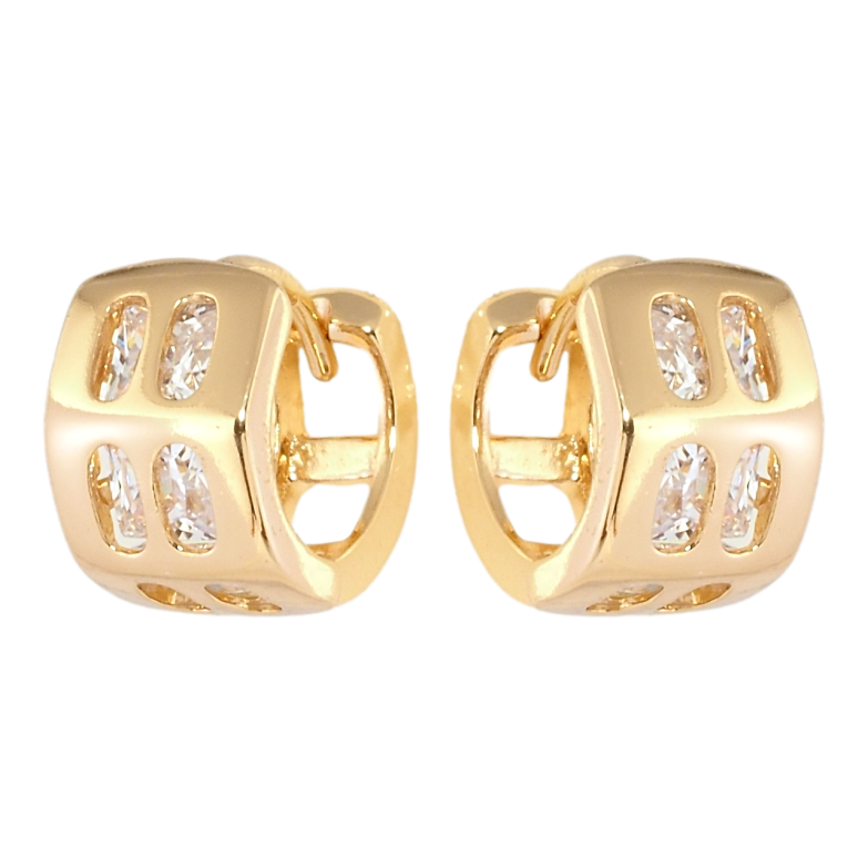 Сережки Xuping Позолота 18K колечка Широкі із вставками цирконію фото №1 Сережки Xuping Позолота 18K колечка Широкі із вставками цирконію фото №1