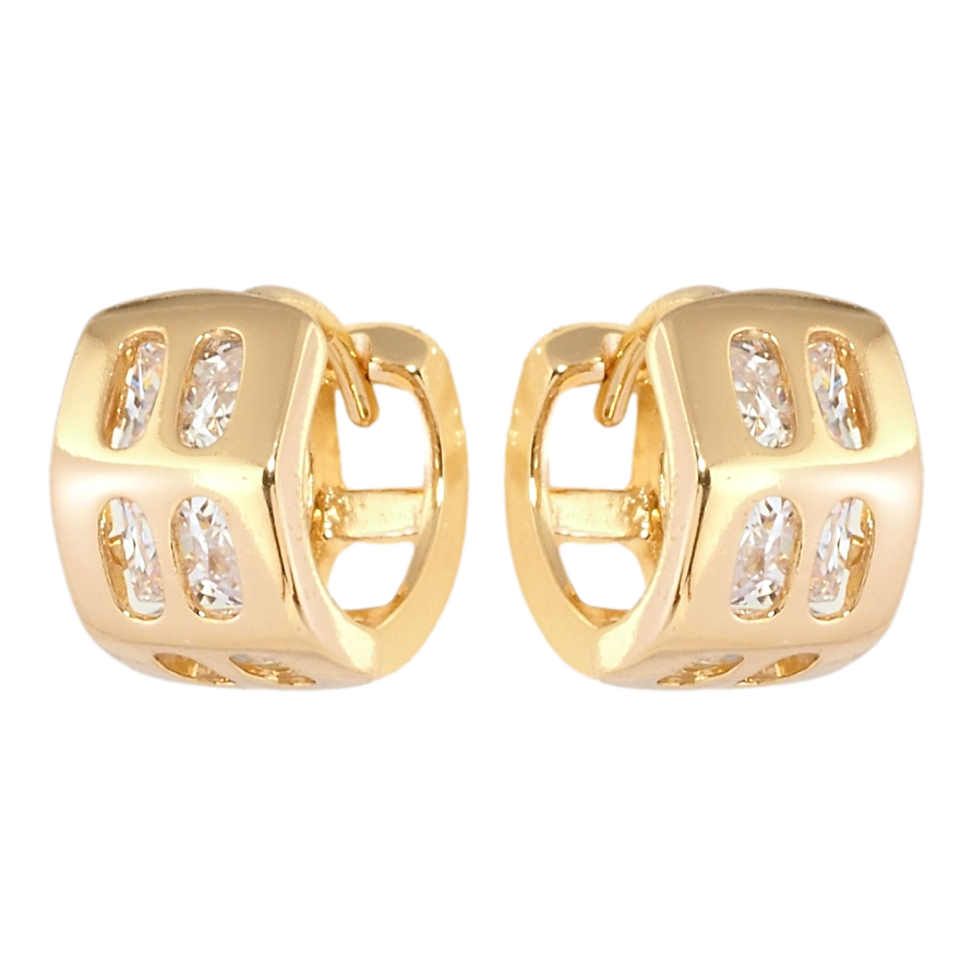 Сережки Xuping Позолота 18K колечка Широкі із вставками цирконію фото №1 Сережки Xuping Позолота 18K колечка Широкі із вставками цирконію фото №1