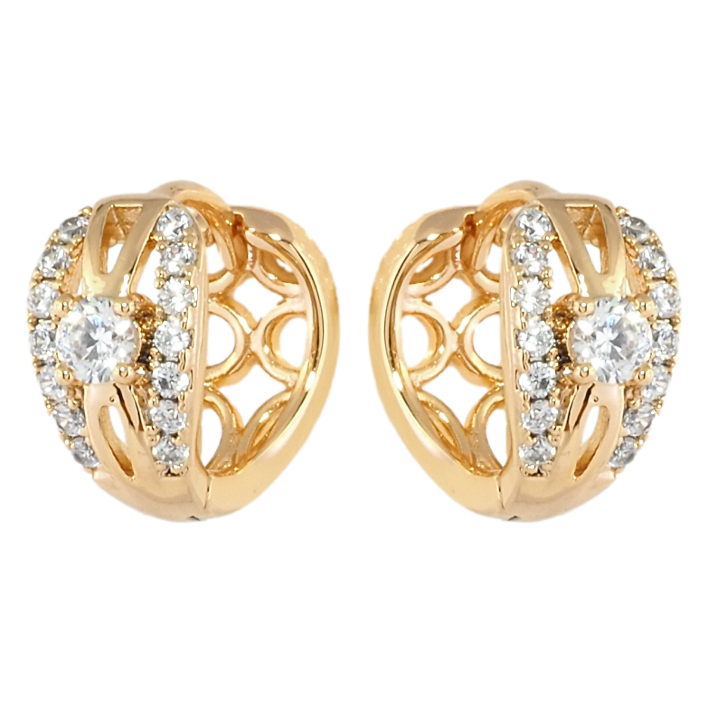 Сережки Xuping Позолота 18K колечка Живописний орнамент з цирконієм фото №1 Сережки Xuping Позолота 18K колечка Живописний орнамент з цирконієм фото №1