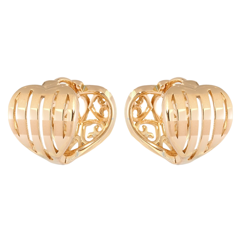 Сережки Xuping Позолота 18K колечка Сердечки смугасті фото №7 Сережки Xuping Позолота 18K колечка Сердечки смугасті фото №7
