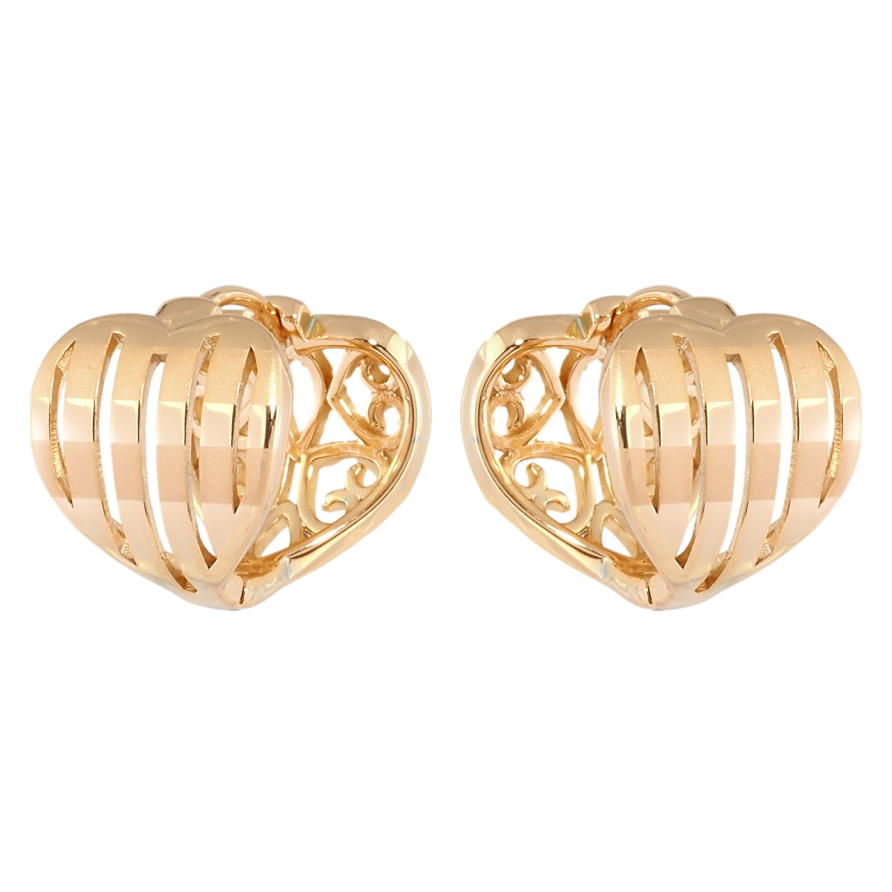 Серьги Xuping Позолота 18K колечки Сердечки полосатые фото №1 Серьги Xuping Позолота 18K колечки Сердечки полосатые фото №1
