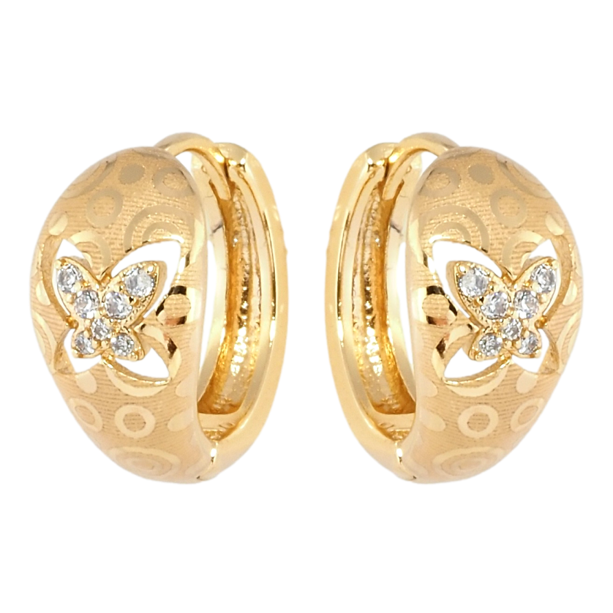 Серьги Xuping Позолота 18K колечки Декоративный орнамент бабочки фото №1 Серьги Xuping Позолота 18K колечки Декоративный орнамент бабочки фото №1