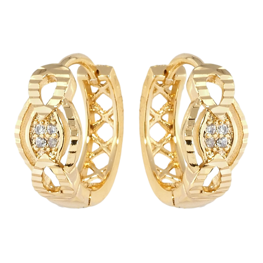 Серьги Xuping Позолота 18K колечки Декоративный орнамент с цирконием фото №1 Серьги Xuping Позолота 18K колечки Декоративный орнамент с цирконием фото №1