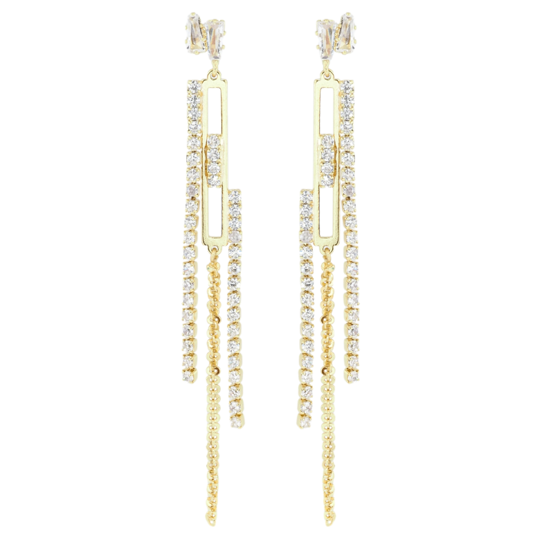 Сережки Xuping QQMM Позолота 14K пусети Підвіски з доріжками цирконію фото №4