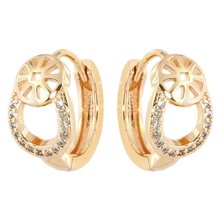 Серьги Xuping M&L Цвет 18K колечки Декоративный узор с цирконием фото №1 Серьги Xuping M&L Цвет 18K колечки Декоративный узор с цирконием фото №1