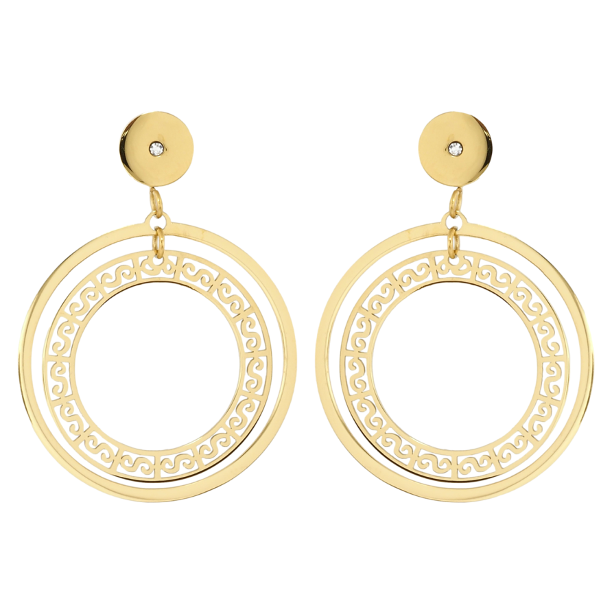 Серьги Xuping TTM Stainless Steel цвет 14K пусеты Кольца с резным узором фото №1 Серьги Xuping TTM Stainless Steel цвет 14K пусеты Кольца с резным узором фото №1
