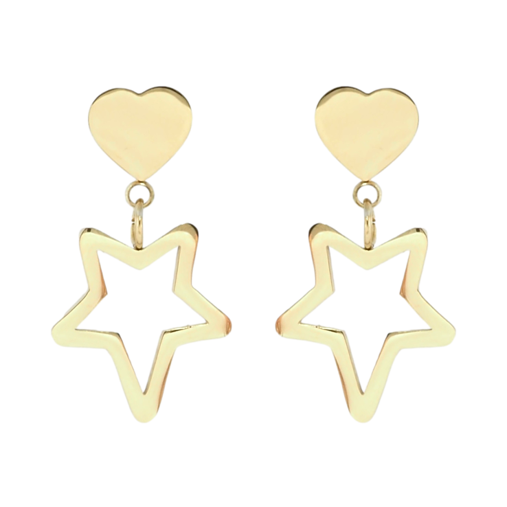Серьги Xuping TTM Stainless Steel цвет 14K пусеты Сердечки и звезды фото №5