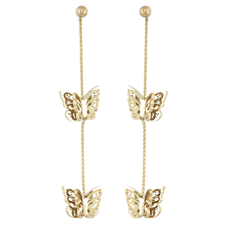 Сережки Xuping TTM Stainless Steel колір 14K пусети Підвіски метелики фото №9