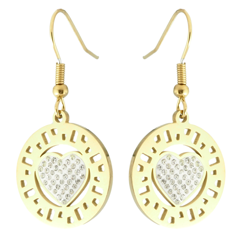 Сережки Xuping TTM Stainless Steel колір 14K французький замок Підвіски з сердечками фото №5 Сережки Xuping TTM Stainless Steel колір 14K французький замок Підвіски з сердечками фото №5