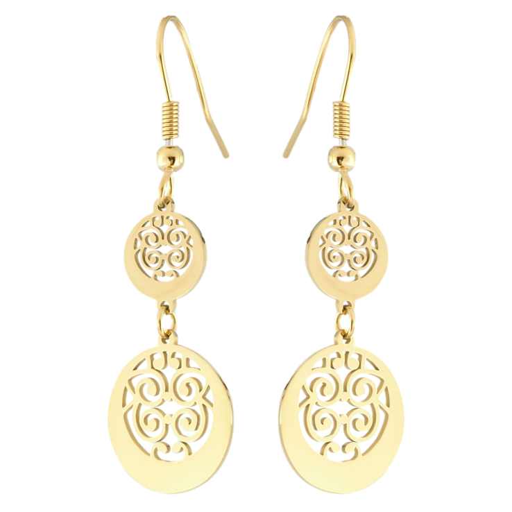Серьги Xuping TTM Stainless Steel цвет 14K французский замок Резные подвески фото №14 Серьги Xuping TTM Stainless Steel цвет 14K французский замок Резные подвески фото №14