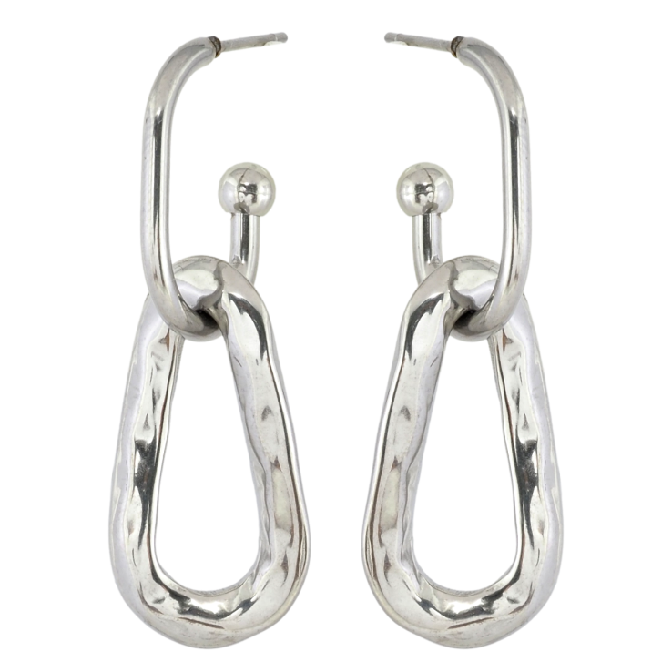 Серьги Xuping TTM Stainless Steel цвет Родий пусеты Дуги с подвесками 2 в 1 фото №20