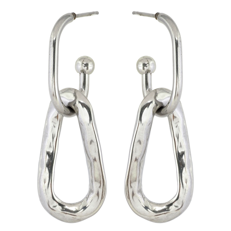 Серьги Xuping TTM Stainless Steel цвет Родий пусеты Дуги с подвесками 2 в 1 фото №3