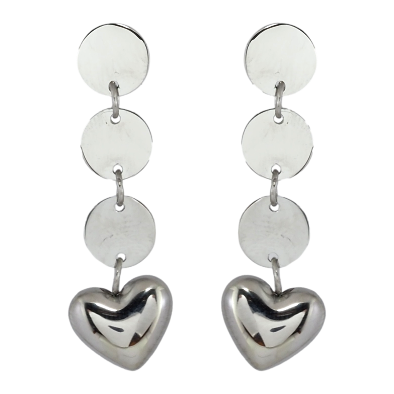 Серьги Xuping TTM Stainless Steel цвет Родий пусеты Подвески с сердечками фото №1