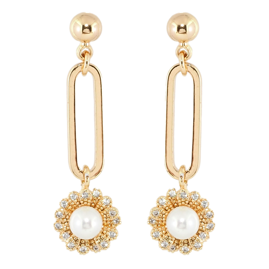 Серьги Xuping Позолота 18K пусеты Декоративные подвески с цветочками и жемчужинами фото №1 Серьги Xuping Позолота 18K пусеты Декоративные подвески с цветочками и жемчужинами фото №1
