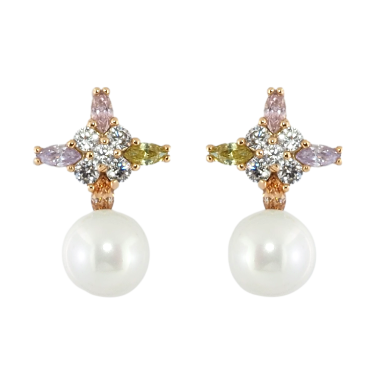 Серьги Xuping Позолота 18K пусеты Звезды из цветных кристаллов с жемчужинами фото №12 Серьги Xuping Позолота 18K пусеты Звезды из цветных кристаллов с жемчужинами фото №12