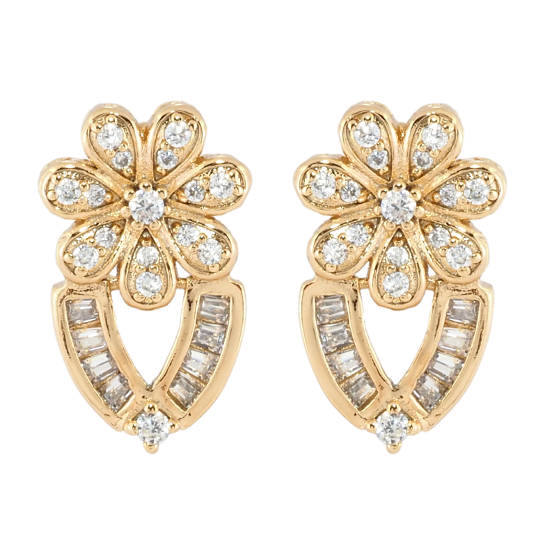 Сережки Xuping Позолота 18K пусети Квітковий орнамент з цирконієм фото №1 Сережки Xuping Позолота 18K пусети Квітковий орнамент з цирконієм фото №1