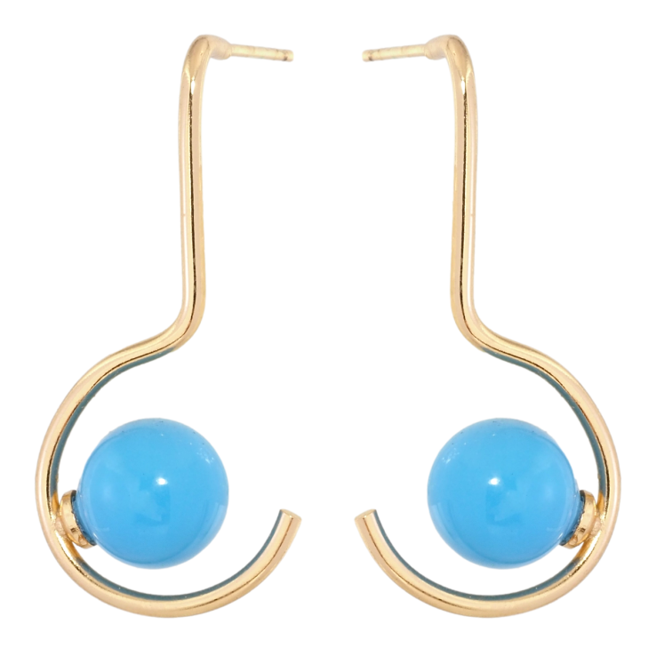 Серьги Xuping Позолота 18K пусеты Изогнутые дуги с голубыми шариками фото №9 Серьги Xuping Позолота 18K пусеты Изогнутые дуги с голубыми шариками фото №9