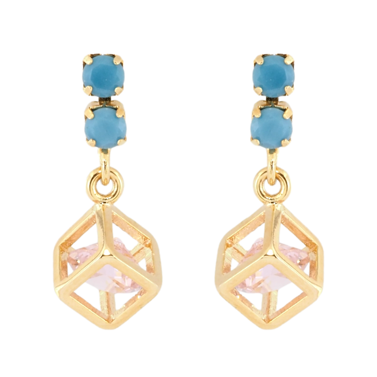 Серьги Xuping Позолота 18K пусеты Миниатюрные голубые дорожки с подвесками кубики с розовыми кристаллами фото №14 Серьги Xuping Позолота 18K пусеты Миниатюрные голубые дорожки с подвесками кубики с розовыми кристаллами фото №14