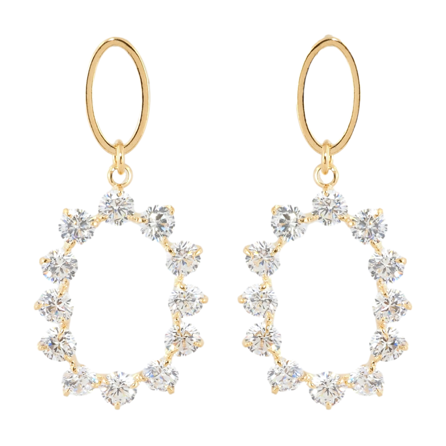 Серьги Xuping Позолота 18K пусеты Овальные подвески с круглыми кристаллами фото №1