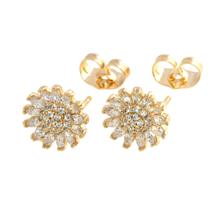 Серьги Xuping Позолота 18K пусеты Пышные кристальные цветочки ø 10мм фото №6 Серьги Xuping Позолота 18K пусеты Пышные кристальные цветочки ø 10мм фото №6