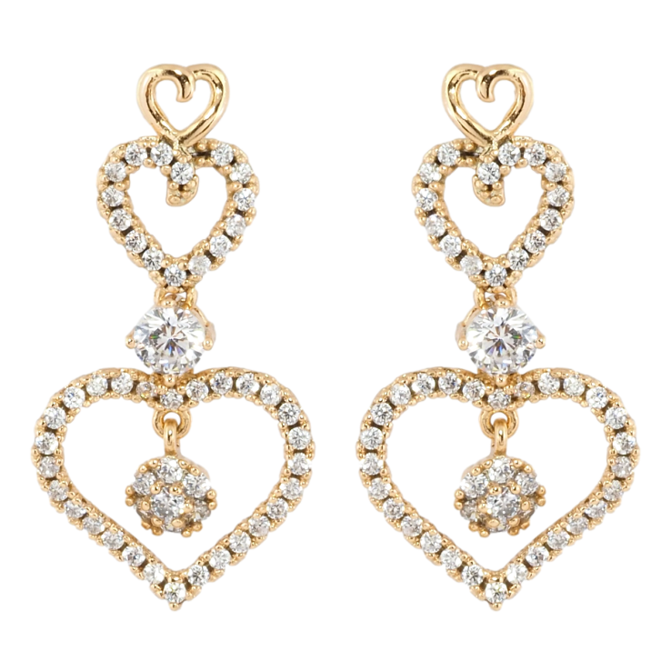 Серьги Xuping Позолота 18K пусеты Романтика сердец с цирконием фото №3 Серьги Xuping Позолота 18K пусеты Романтика сердец с цирконием фото №3
