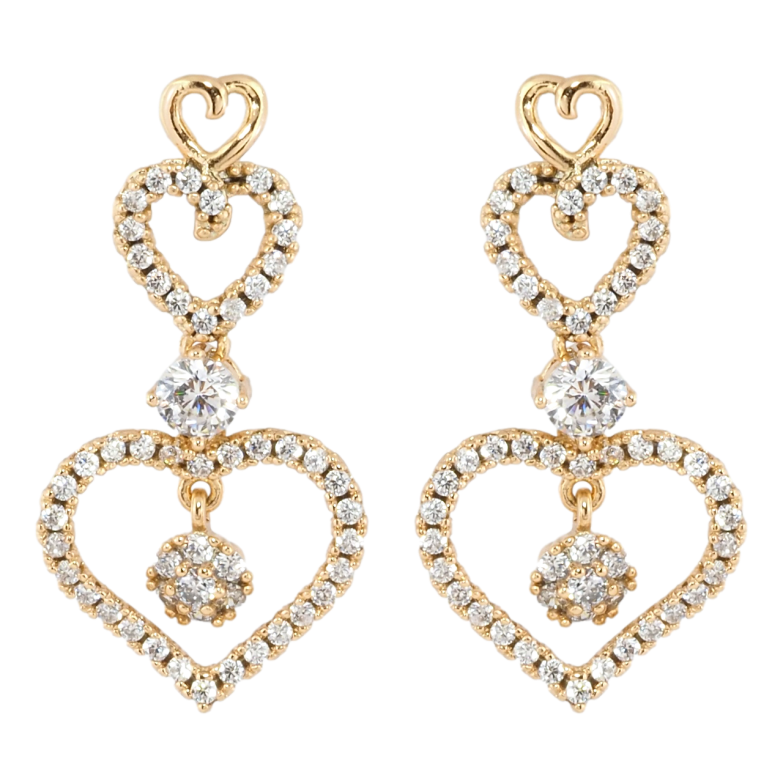 Сережки Xuping Позолота 18K пусети Романтика сердець з цирконієм фото №1 Сережки Xuping Позолота 18K пусети Романтика сердець з цирконієм фото №1