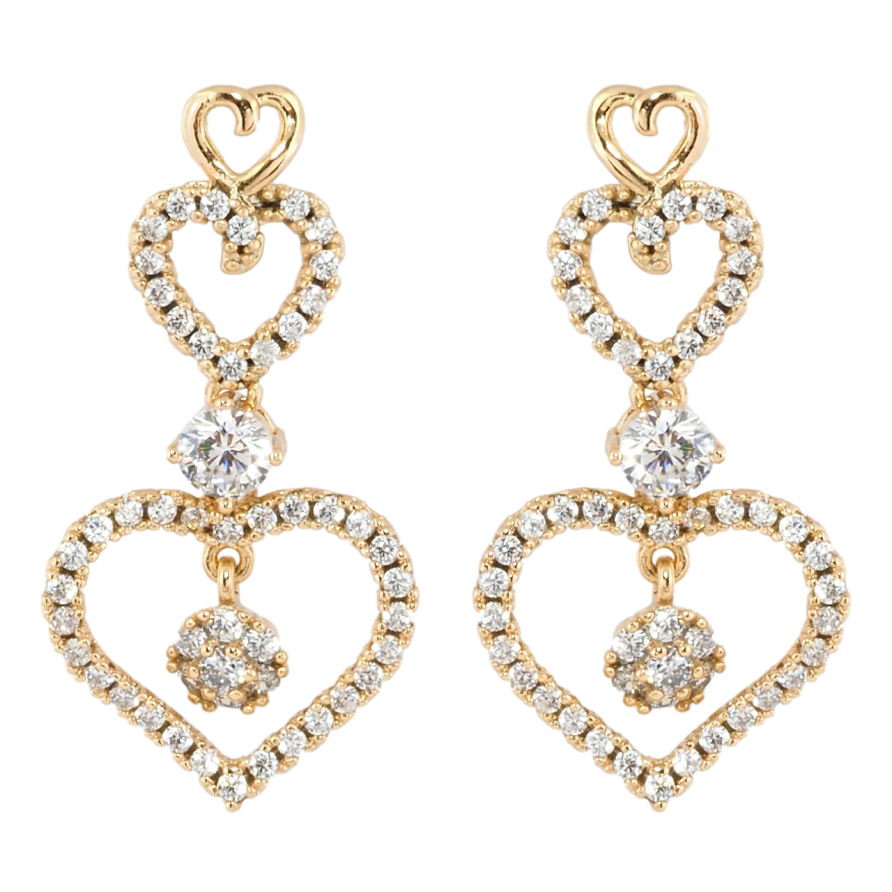 Серьги Xuping Позолота 18K пусеты Романтика сердец с цирконием фото №1 Серьги Xuping Позолота 18K пусеты Романтика сердец с цирконием фото №1
