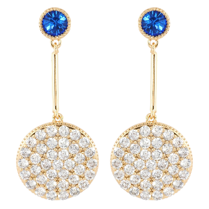 Серьги Xuping Позолота 18K пусеты Круги с инкрустацией цирконием на синем фианите фото №1 Серьги Xuping Позолота 18K пусеты Круги с инкрустацией цирконием на синем фианите фото №1