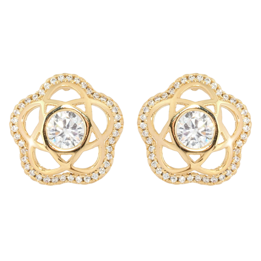 Серьги Xuping Позолота 18K пусеты Цветочки с цирконием фото №1 Серьги Xuping Позолота 18K пусеты Цветочки с цирконием фото №1