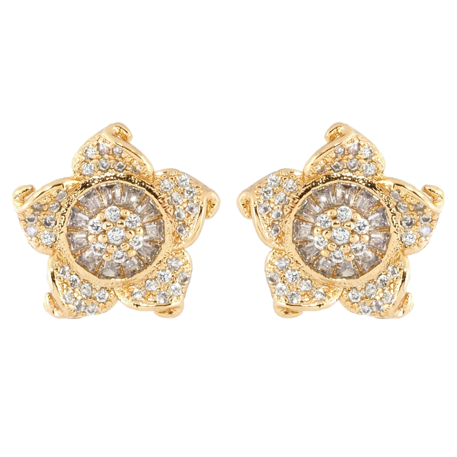 Серьги Xuping Позолота 18K пусеты Декоративный цветок с инкрустацией цирконием фото №1 Серьги Xuping Позолота 18K пусеты Декоративный цветок с инкрустацией цирконием фото №1